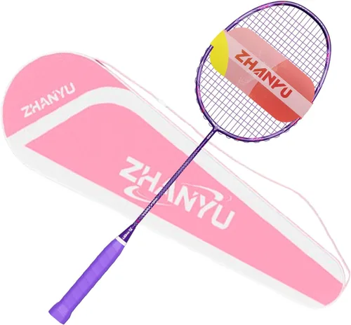 Vista 12 de Raqueta de bádminton, raquetas de bádminton, ofensivas y defensivas, ligeras de fibra de carbono de 2.65 oz de una sola pieza, moldeadas