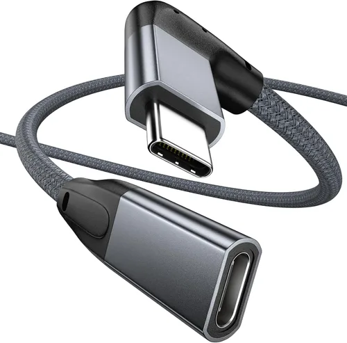 Vista 11 de UseBean Cable de extensión USB C en ángulo recto de 0.6 pies, 90 grados USB-C 3.2 Gen 2 20Gbps macho a hembra tipo C 4K cable extensor de video