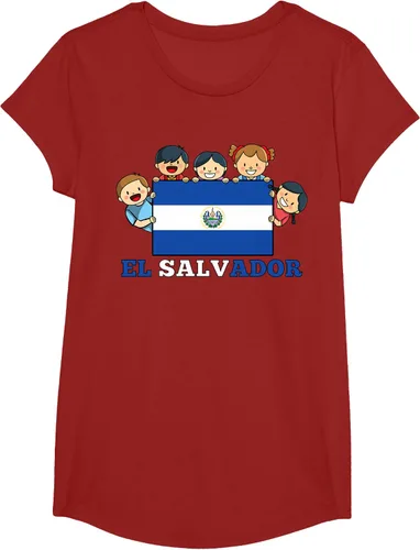 Vista 48 de Camiseta salvadoreña del Mes de la Herencia Hispana con la bandera de El Salvador para niños, Negro