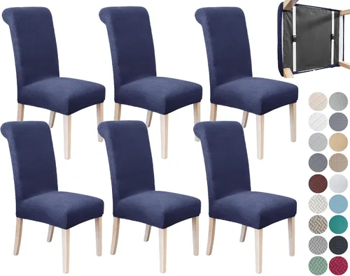 Vista 26 de SPRINGRICO Paquete de 2 fundas para sillas de comedor con cinturón de seguridad, fundas elásticas para sillas Parsons lavables, fundas protectoras