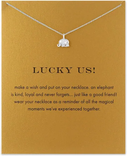 Vista 9 de Baydurcan Collar de Amistad con Ancla, Brújula, Elefante de la Buena Suerte, Collar con Mensaje Tarjeta de Regalo