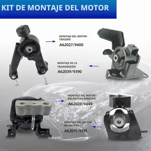 Vista 3 de Juego de montaje de motor de 4 piezas compatible con Corolla 1.8L 2009-2013