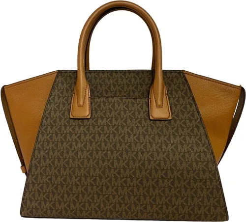 Vista 2 de Michael Kors Avril - Bolso bandolera grande con cremallera superior, color marrón, Marrón Mk/Oro