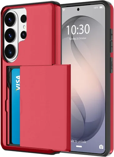 Vista 100 de Funda tipo cartera para Samsung Galaxy S22 con ranura para 2 tarjetas de crédito Funda a prueba de golpes Hybrid Heavy Duty Protection Armor Funda