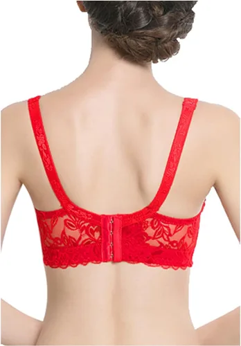 Vista 2 de uxcell Brasier de copa completa para mujer, transpirable, cómodo, con encaje floral, cobertura completa, no acolchado, con aros