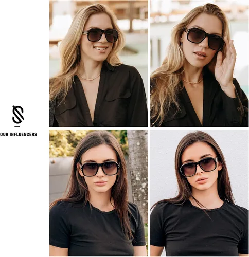 Vista 3 de SOJOS SJ2258 - Gafas de sol cuadradas de gran tamaño estilo aviador para mujeres y hombres, estilo retro de los años 70, marco grueso, montura gruesa