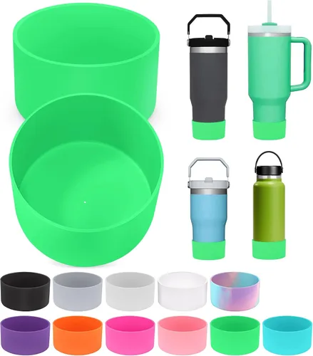 Vista 16 de PICcircuit 2 piezas para Stanley Boot, fondo de silicona para Quencher Adventure 40oz 30oz botella IceFlow 20oz 30oz y para vaso Hydroflask 12-24oz
