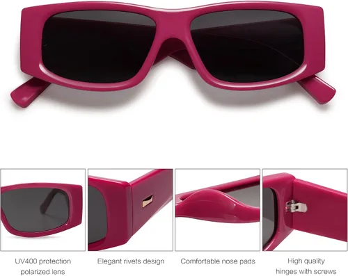Vista 4 de SOJOS Gafas de sol polarizadas rectangulares retro de moda 80s 90s Y2K Narrow Sunnies SJ2228