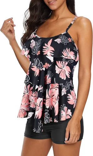 Vista 2 de ZANDO Tankini Swimsuits for Women Tummy Control Swimsuit Two Piece Bathing Suit for Women Swim Suits 2023 Tankini Top Shorts
