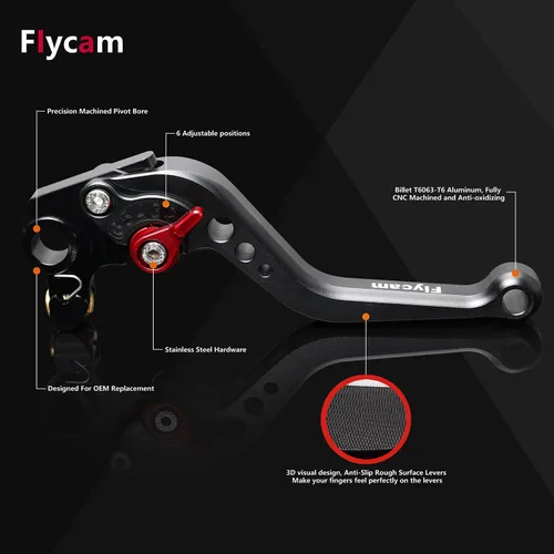 Vista 2 de SunPower - Palancas de embrague de freno de motocicleta ajustables de aluminio CNC compatible con Yamaha MT-07 2014-2020 FZ8 FZ6R 2009-2015 FZ-07