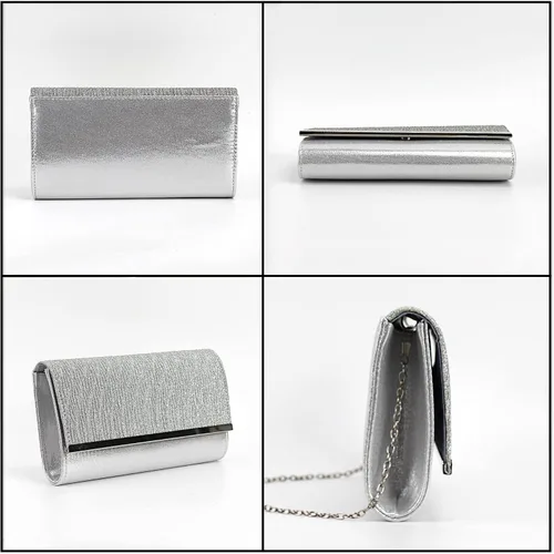 Vista 4 de Queena Bolso de mano de noche con purpurina brillante para mujer, bolso de cadena para boda, fiesta de graduación, regalo para mamá, esposa, novia