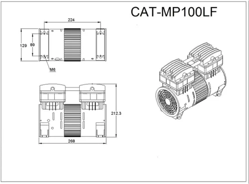 Vista 3 de California Air Tools Motor compresor de aire ultra silencioso y sin aceite MP100LF 1.0HP