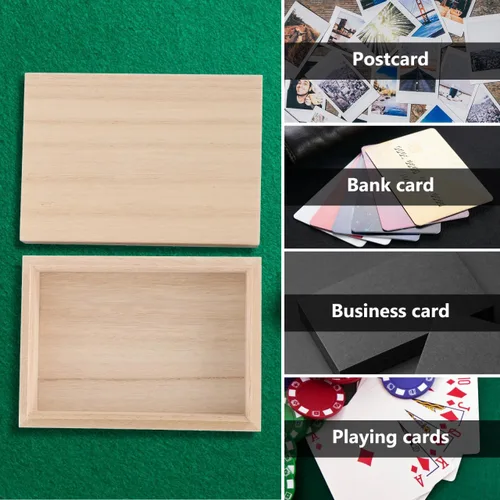 Vista 7 de Abaodam Caja de almacenamiento de madera vacía para tarjetas bancarias, 5 uds, con tapa, tarjeta de visita