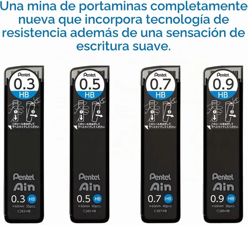 Vista 3 de Four Graphgear 1000 - Juego de lápices mecánicos de 0.012 in, 0.020 in, 0.028 in y 0.035 in, cuatro puntas de rerill/borrador triangular tipo