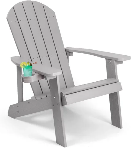 Vista 14 de Silla Adirondack, sillas de plástico resistentes a todo tipo de clima, con soporte para tazas, 5 pasos fáciles de instalar, sillas de exterior