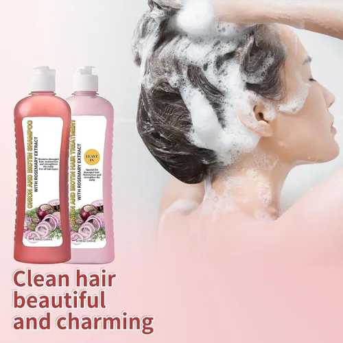 Vista 5 de Champú de biotina y romero, champú de cebolla y romero para cabello suave y brillo para el crecimiento del cabello, pérdida de cabello