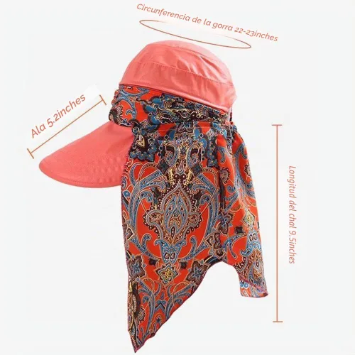 Vista 5 de Sombrero de sol plegable multifuncional con protección solar UPF 50+ para mujer, impermeable, transpirable, cuello facial