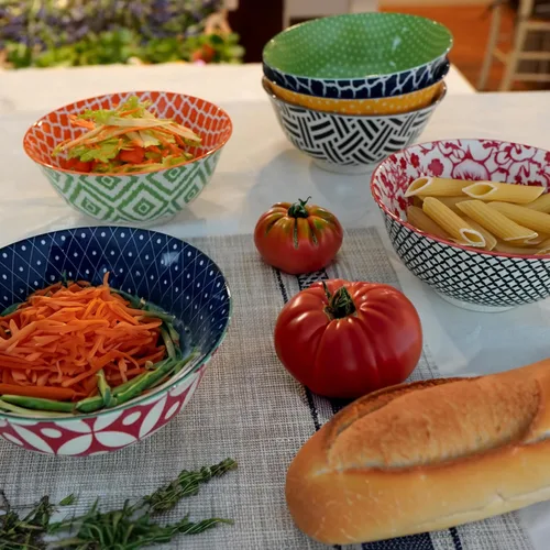 Vista 2 de Soho - Juego de cuencos de porcelana de 6.25 pulgadas, pequeños cuencos de arroz, sopa, helado, laterales y cuencos de inmersión de 6.25 pulgadas