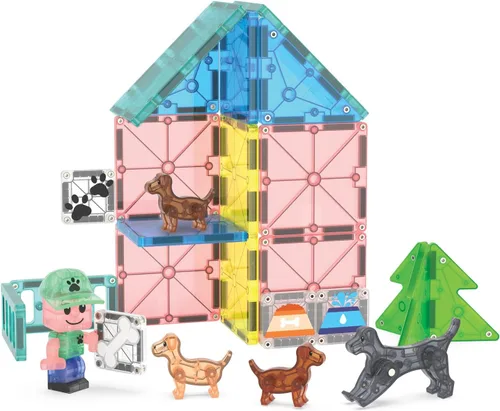 Vista 6 de MAGNA-TILES Puppy Park - Juego de construcción magnética de 27 piezas, la marca original de construcción magnética