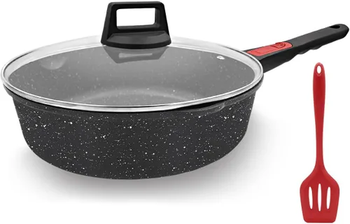 Vista 8 de AIKENBBKK Sartén de 10 pulgadas de profundidad con tapa, sartén Negro