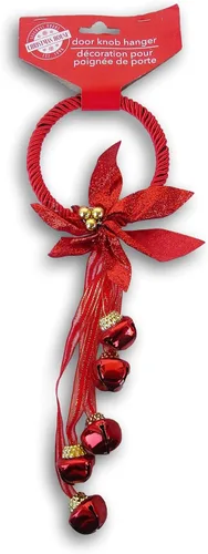 Vista 4 de Colgador de puerta de Navidad con cascabeles - 11 pulgadas (negro y blanco)