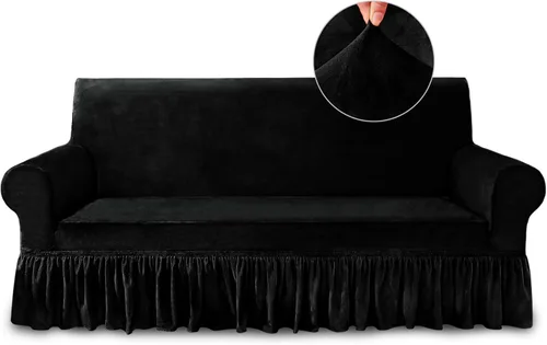 Vista 121 de NICEEC Funda para sofá biplaza, súper suave, 1 pieza, color rojo vino, elástica, universal, de elastano, para sala de estar, fácil ajuste, lavable