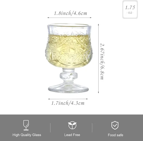 Vista 3 de Cordial Glasses, 1.7oz/1.7 fl oz, juego de 16 vasos de chupito, vasos de chupito con tallo/tequila/vasos de jerez