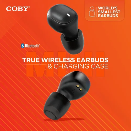 Vista 2 de Coby Mini auriculares inalámbricos Bluetooth 5.3, pequeños auriculares con aislamiento de ruido interno con micrófono y estuche de carga, 12 horas