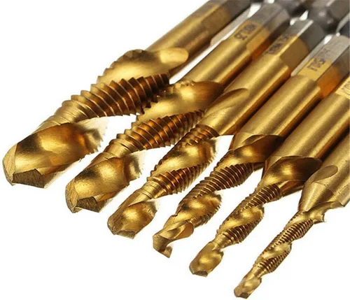 Vista 7 de 6 unids combinación 1/4 "hexagonal avellanador broca M3-M10 desbarbar tornillo avellanado HSS hexagonal dorado