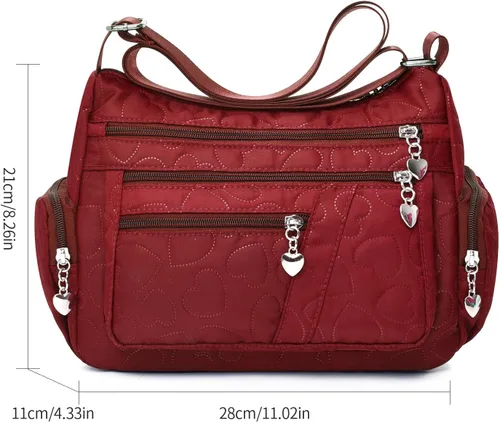 Vista 5 de Bolsos cruzados para mujer, bolsos casuales y bolsos de hombro, bolsa de nailon ligera, impermeable, bolsa de mensajero antirrobo