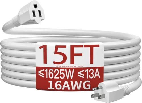 Vista 75 de Cable de extensión corto de 16/3 de 1 pie, cable de extensión negro flexible y duradero, cable de alimentación de 3 clavijas para interiores