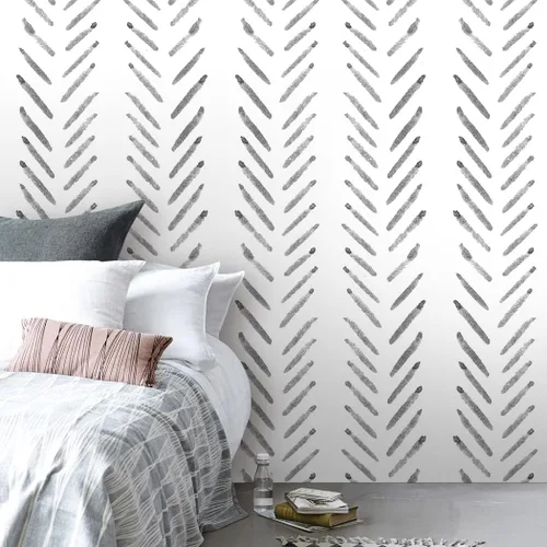 Vista 3 de Papel tapiz autoadhesivo para despegar y pegar, diseño de espiga moderno, diseño de espiga, líneas geométricas, autoadhesivo, para baño, dormitorio