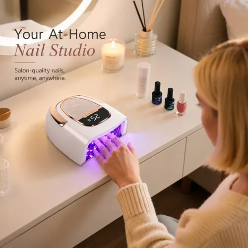 Vista 2 de Lámpara de uñas inalámbrica LED UV de 96 W para uñas de gel y acrílicas, secador de uñas recargable con batería de 15600 mAh (más de 60 usos)