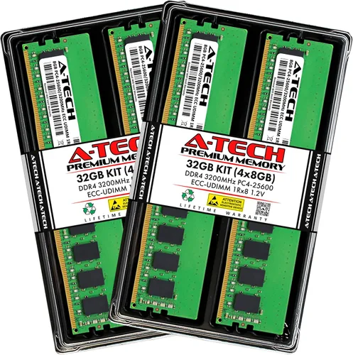 Vista 18 de A-Tech Servidor 4GB DDR4 2133MHz PC4-17000 ECC UDIMM 1Rx8 Rango único 1.2V ECC sin búfer DIMM 288-Pin Server & Workstation RAM módulo