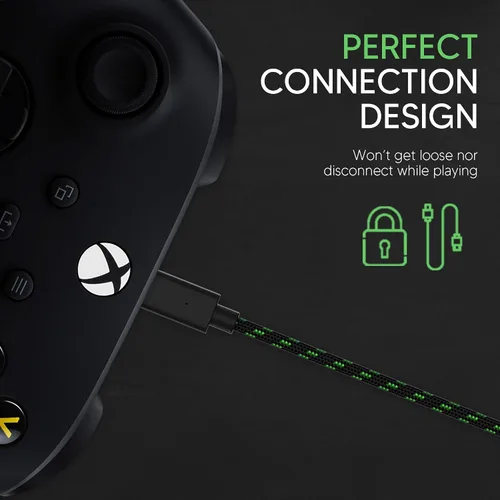 Vista 5 de TALK WORKS Controller Charger Cord for Xbox One - 2 Pack 10 ft Nylon Braided Micro USB Charging Cable - Also Android Compatible with Samsung Galaxy
