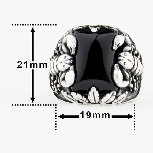 Vista 7 de Anillo elegante de ónix de plata de ley 925 con diseño de escorpión para hombre