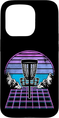 Vista 14 de Disc Golf Basket 90s Synthwave Sunset Retrowave Frisbee Golf Case for iPhone 17