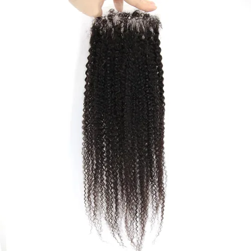 Vista 3 de Afro Kinky Curly 5x5 HD Cierre de encaje prearrancado con borde rizado de bebé 4B 4C, cierre de encaje HD de cabello humano transparente