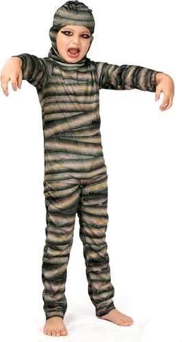 Vista 2 de Camlinbo Halloween Mummy Costume for Kids Girls Boys Mysterious Egyptian Mummy Suit Cosplay Outfit Halloween Party Dress Up
