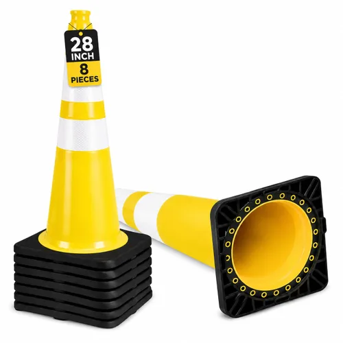 Vista 9 de BESEA Paquete de 4 conos de tráfico azules de 12 pulgadas con collar reflectante de 4 pulgadas, conos de seguridad de PVC resistentes con base