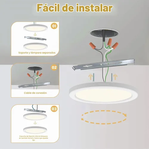 Vista 9 de Lámpara de techo de montaje empotrado - Certificada ETL - LED de 3,000 K y luz blanca cálida de 5 pulgadas, diseño redondo ultradelgado de 0.63