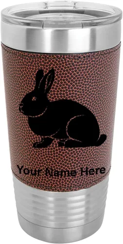 Vista 19 de LaserGram Personalized 20oz Tumbler, Rabbit (Baseball Style) Engraved Gift, Faux Leather Wrap, Vacuum Insulated Stainless Steel, Laser Engraved