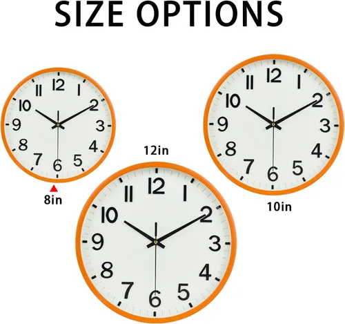 Vista 3 de Reloj de pared, moderno reloj de pared pequeño de 8 pulgadas, funciona con pilas, silencioso, analógico, clásico, para oficina, hogar, baño, cocina