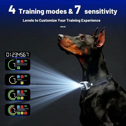 Vista 3 de Collar antiladridos para perros pequeños, medianos y grandes (5-150 libras), collar de entrenamiento antiladridos recargable inteligente con 7