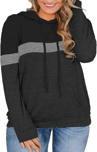 Vista 3 de VISLILY - Sudaderas con capucha para mujer, talla grande, con bloques de color y bolsillos, talla XL a 4XL