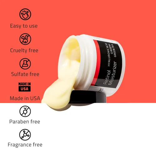 Vista 6 de YEOUTH Crema de retinol para cara, hidratante facial de retinol para mujeres y hombres con ácido hialurónico y té verde, hidratante nocturno