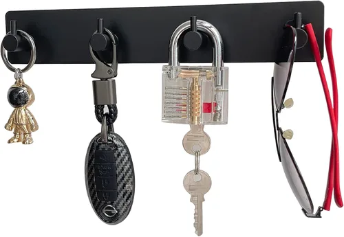 Vista 9 de AXBUS Soporte para llaves montado en la pared, 3 ganchos para decoración de pared, organizador de llaves adhesivo para entrada, cocina, dormitorio