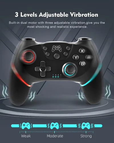 Vista 4 de Controlador de interruptor, controlador profesional para SwitchSwitch LiteSwitch OLED, control remoto NENOTOH Switch Gamepad Joystick, turbo