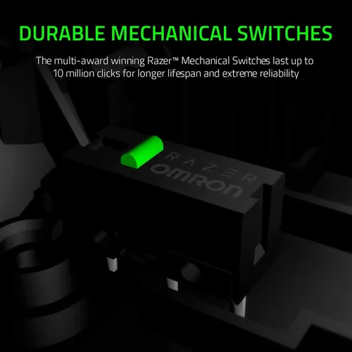Vista 2 de Mouse para juegos Razer DeathAdder Essential Sensor óptico 6400 DPI 5 botones programables interruptores mecánicos agarres laterales de goma Negro