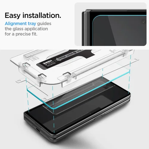 Vista 5 de Spigen GlasTR EZ FIT - Protector de pantalla de vidrio templado para Galaxy Z Fold 5 9H Hardness Tempered Glass, Easy Installation Kit